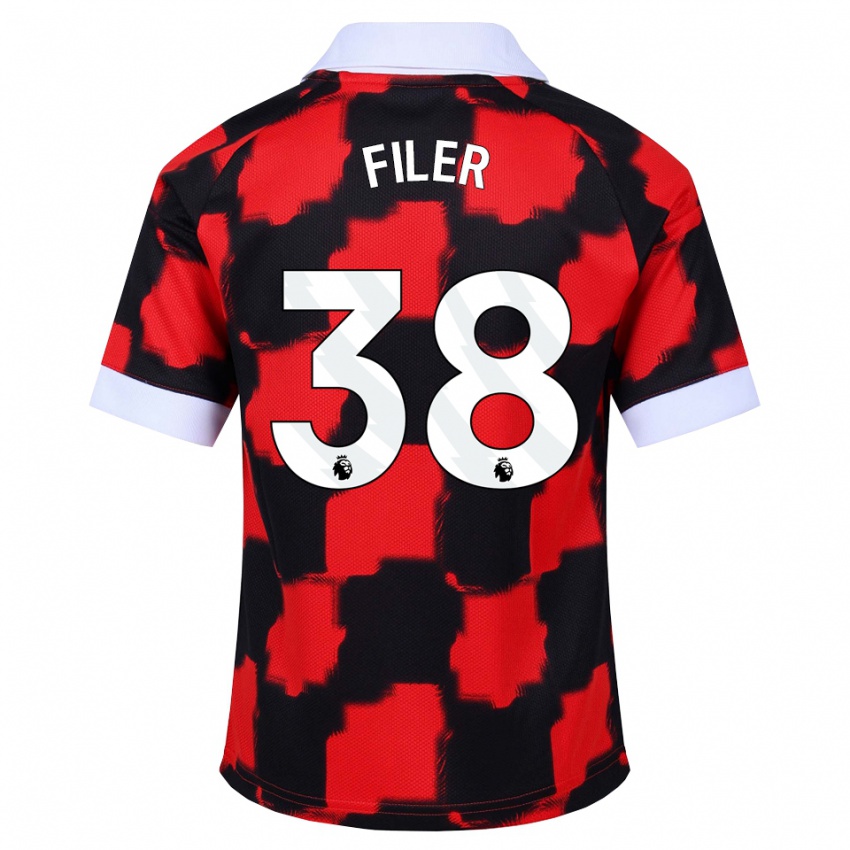גברים Maddie Filer #38 אדום לבן שחור הרחק ג'רזי 2026/27 חולצה קצרה