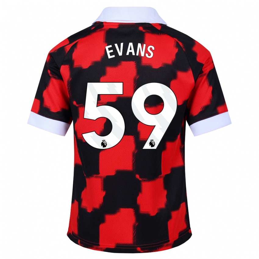 גברים Aidan Evans #59 אדום לבן שחור הרחק ג'רזי 2026/27 חולצה קצרה
