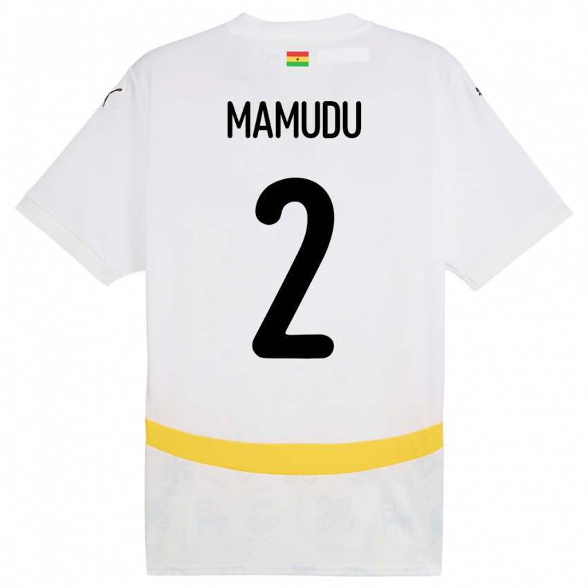 ילדים גאנה Kamaradini Mamudu #2 לָבָן ג'רזי ביתית 24-26 חולצה קצרה