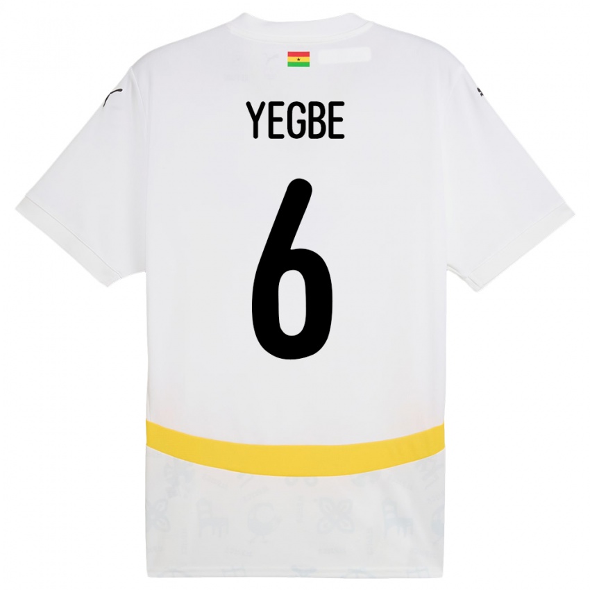 ילדים גאנה Terry Yegbe #6 לָבָן ג'רזי ביתית 24-26 חולצה קצרה