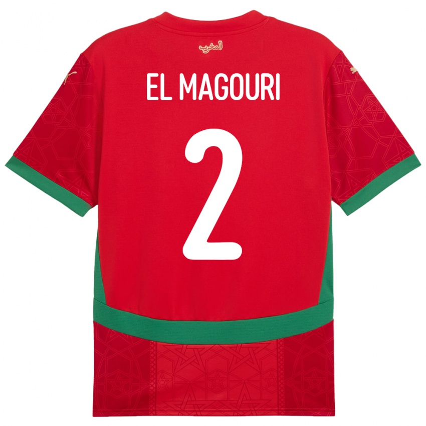 ילדים מָרוֹקוֹ Anas El Magouri #2 אָדוֹם ג'רזי ביתית 24-26 חולצה קצרה