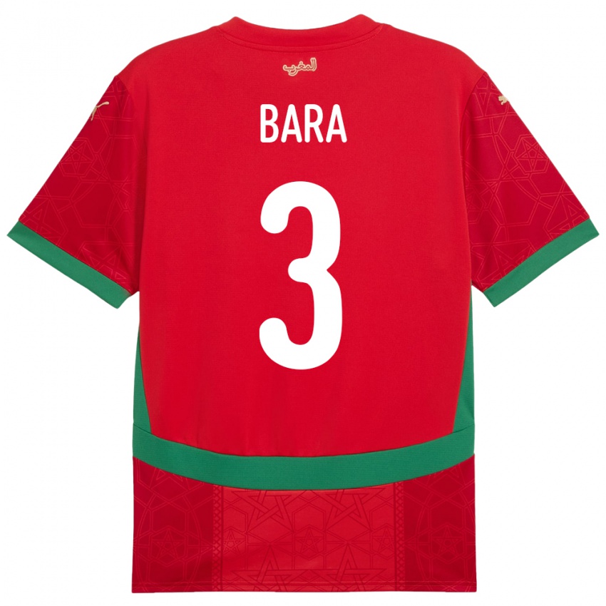 ילדים מָרוֹקוֹ Saad Bara #3 אָדוֹם ג'רזי ביתית 24-26 חולצה קצרה