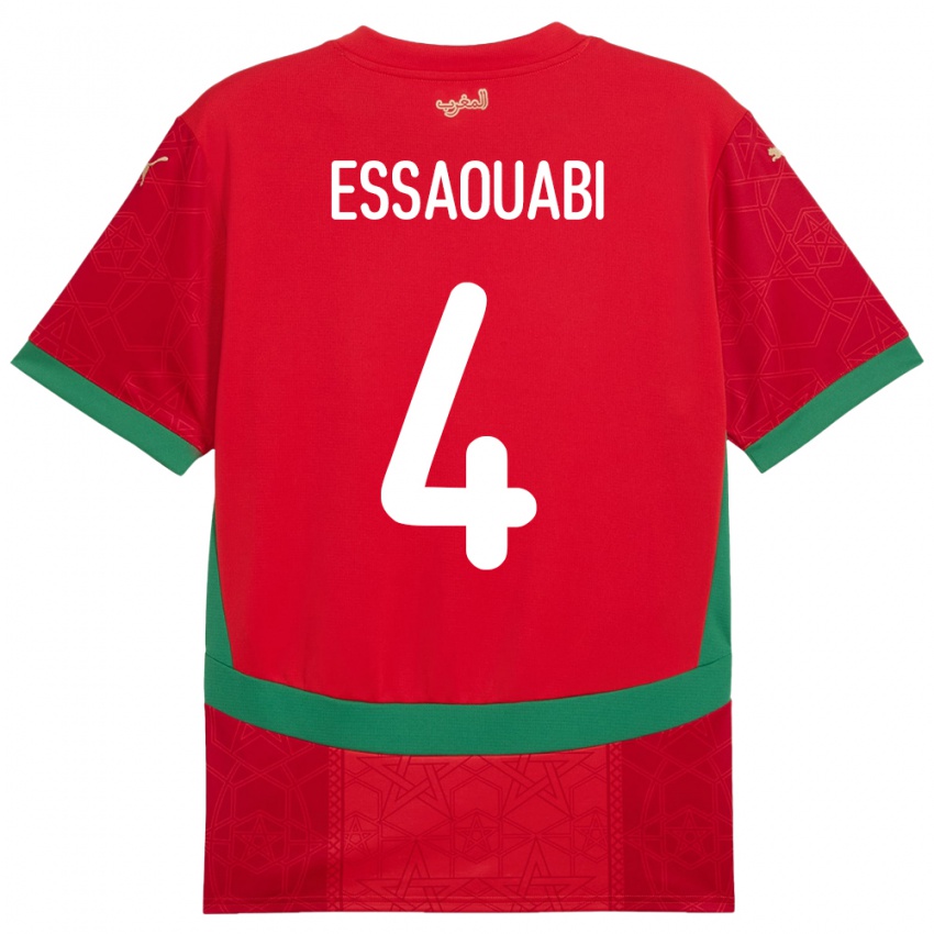 ילדים מָרוֹקוֹ Hatim Essaouabi #4 אָדוֹם ג'רזי ביתית 24-26 חולצה קצרה
