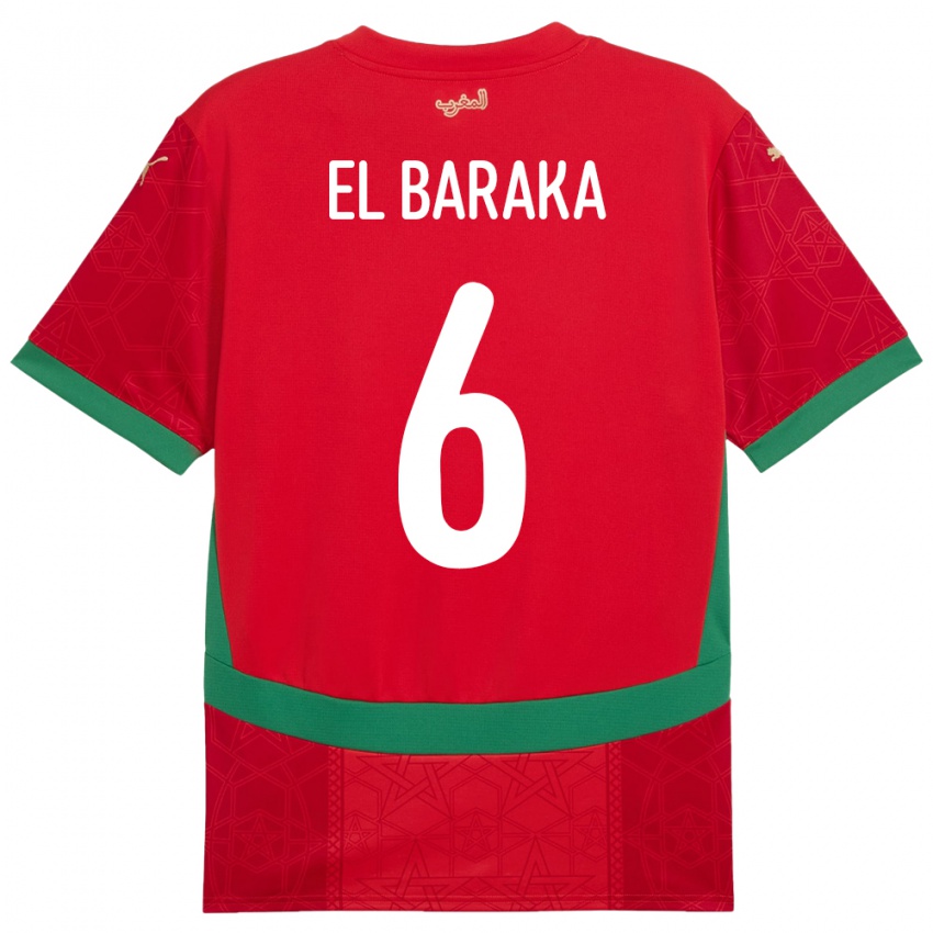 ילדים מָרוֹקוֹ Jibril El Baraka #6 אָדוֹם ג'רזי ביתית 24-26 חולצה קצרה