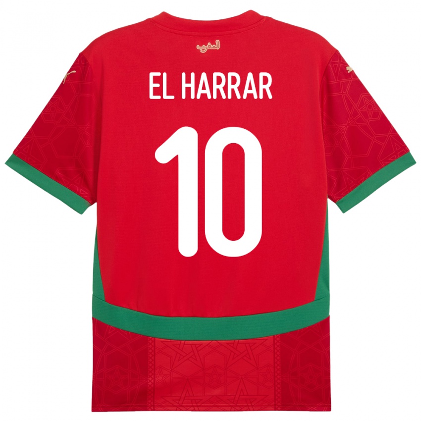 ילדים מָרוֹקוֹ Mohamed El Harrar #10 אָדוֹם ג'רזי ביתית 24-26 חולצה קצרה