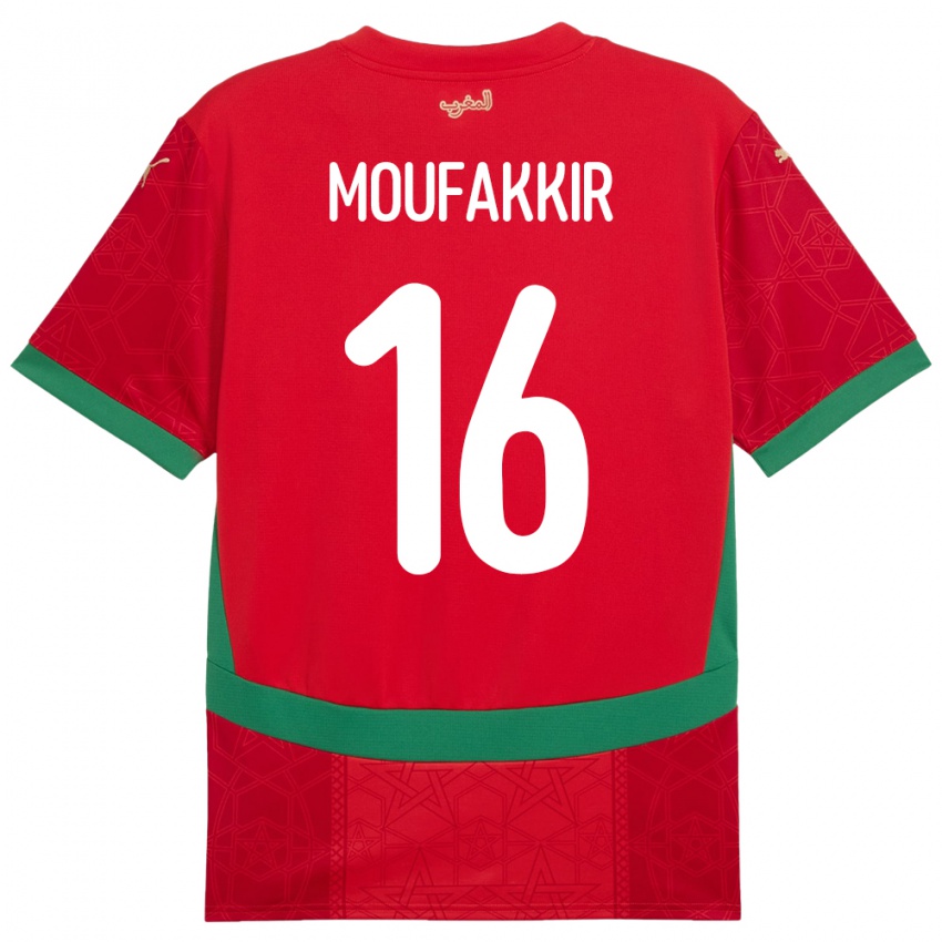 ילדים מָרוֹקוֹ Ishak Moufakkir #16 אָדוֹם ג'רזי ביתית 24-26 חולצה קצרה
