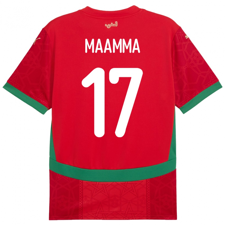 ילדים מָרוֹקוֹ Othmane Maamma #17 אָדוֹם ג'רזי ביתית 24-26 חולצה קצרה