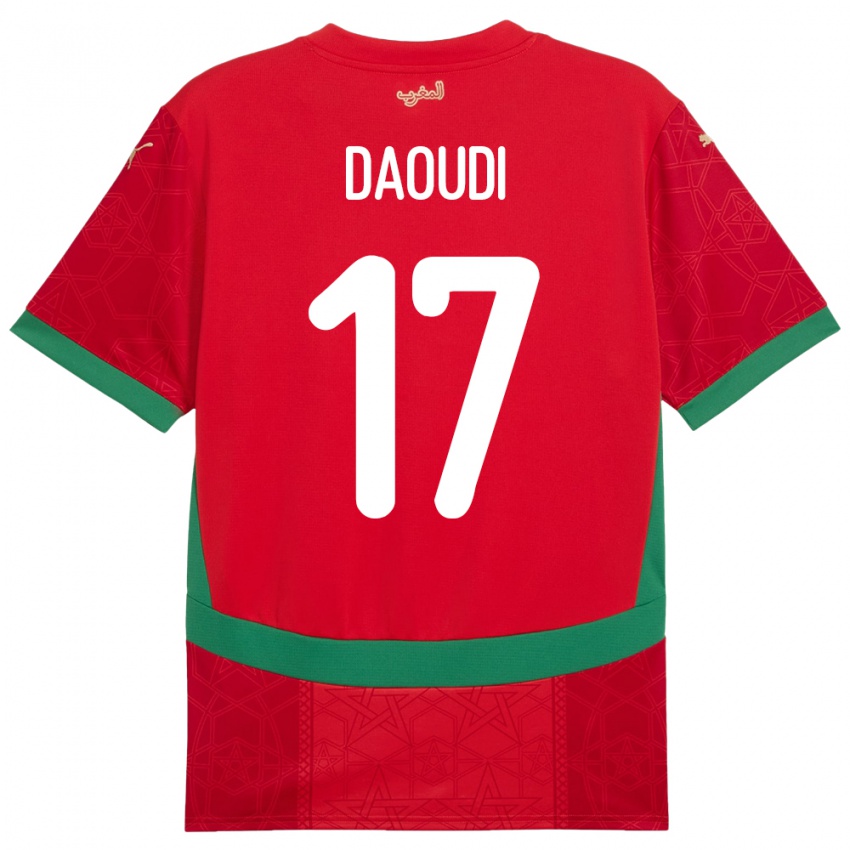 ילדים מָרוֹקוֹ Abdelali Daoudi #17 אָדוֹם ג'רזי ביתית 24-26 חולצה קצרה