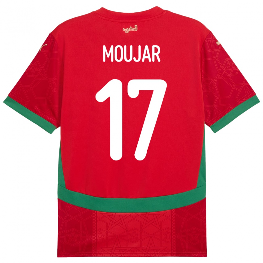 ילדים מָרוֹקוֹ Salah Moujar #17 אָדוֹם ג'רזי ביתית 24-26 חולצה קצרה