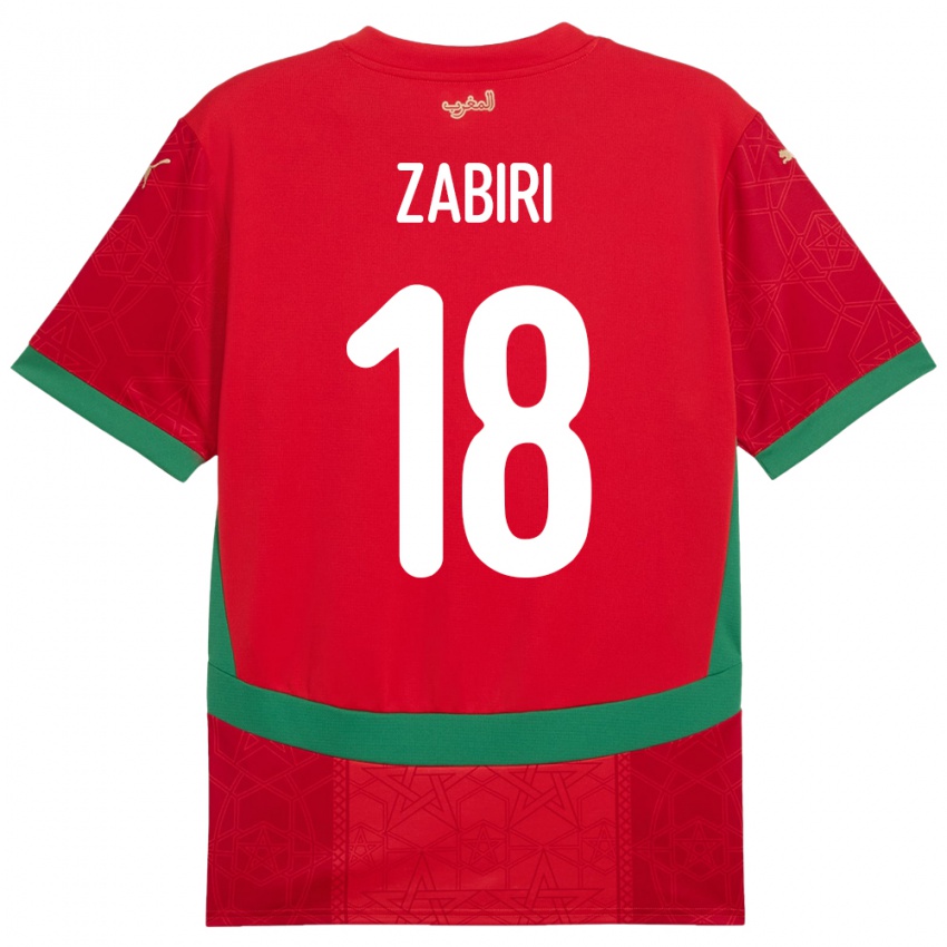 ילדים מָרוֹקוֹ Yassir Zabiri #18 אָדוֹם ג'רזי ביתית 24-26 חולצה קצרה