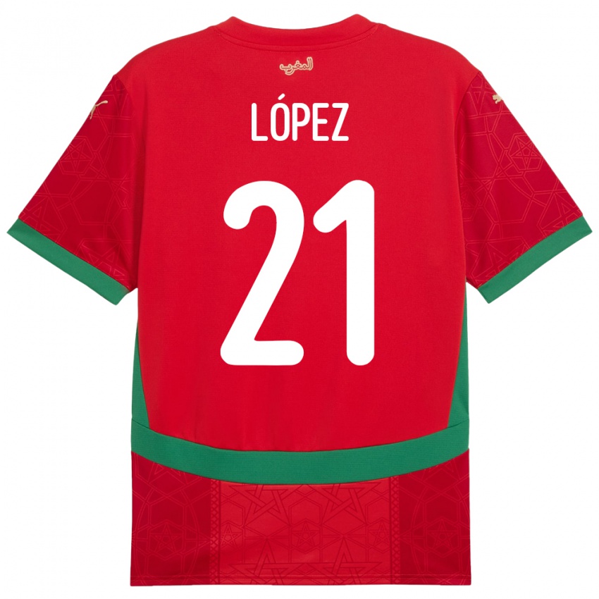 ילדים מָרוֹקוֹ Mani López #21 אָדוֹם ג'רזי ביתית 24-26 חולצה קצרה