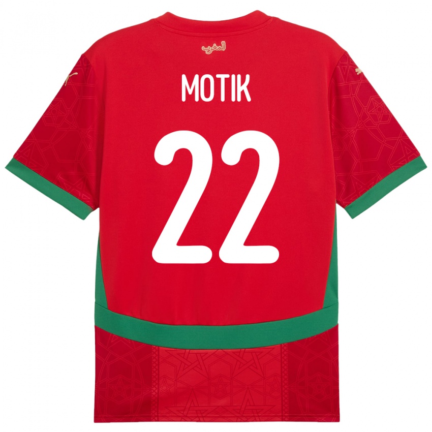 ילדים מָרוֹקוֹ Ilyass Motik #22 אָדוֹם ג'רזי ביתית 24-26 חולצה קצרה