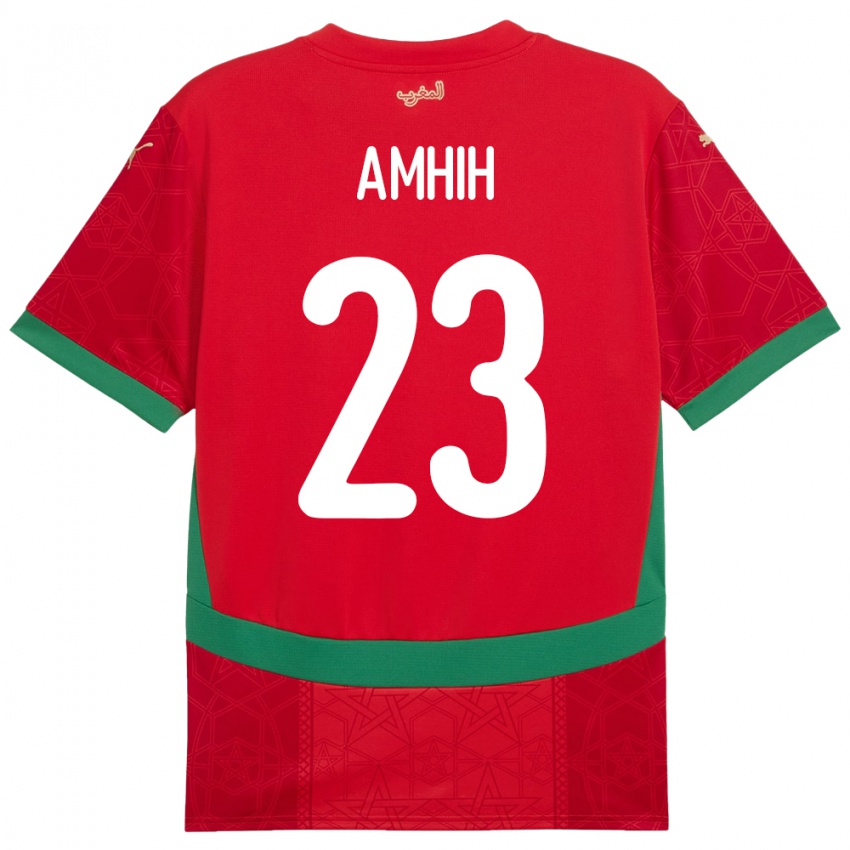 ילדים מָרוֹקוֹ Yassine Amhih #23 אָדוֹם ג'רזי ביתית 24-26 חולצה קצרה