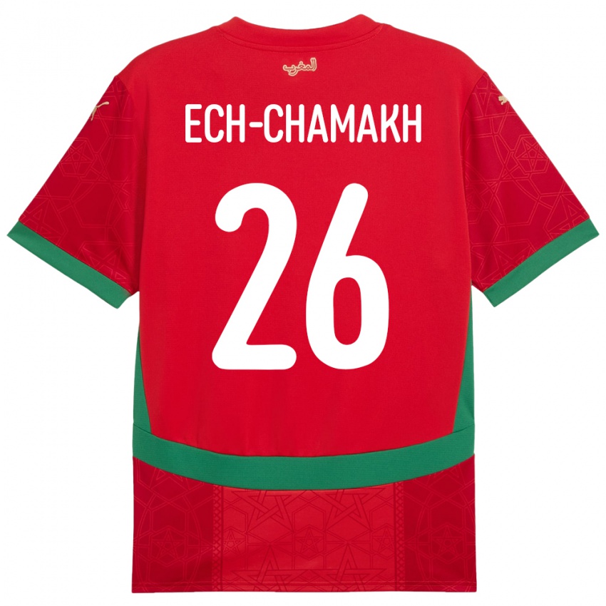 ילדים מָרוֹקוֹ Jamal Ech-Chamakh #26 אָדוֹם ג'רזי ביתית 24-26 חולצה קצרה