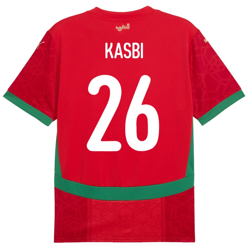 ילדים מָרוֹקוֹ Khalid Kasbi #26 אָדוֹם ג'רזי ביתית 24-26 חולצה קצרה