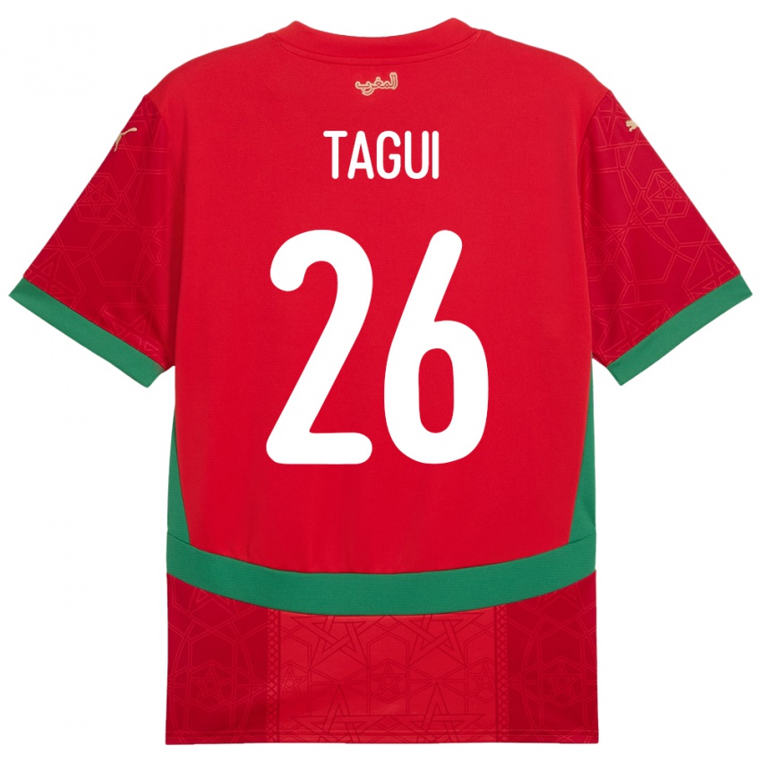 ילדים מָרוֹקוֹ Salah-Eddine Tagui #26 אָדוֹם ג'רזי ביתית 24-26 חולצה קצרה
