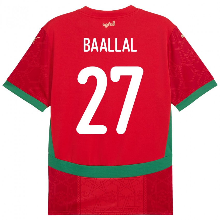 ילדים מָרוֹקוֹ Adam Baallal #27 אָדוֹם ג'רזי ביתית 24-26 חולצה קצרה