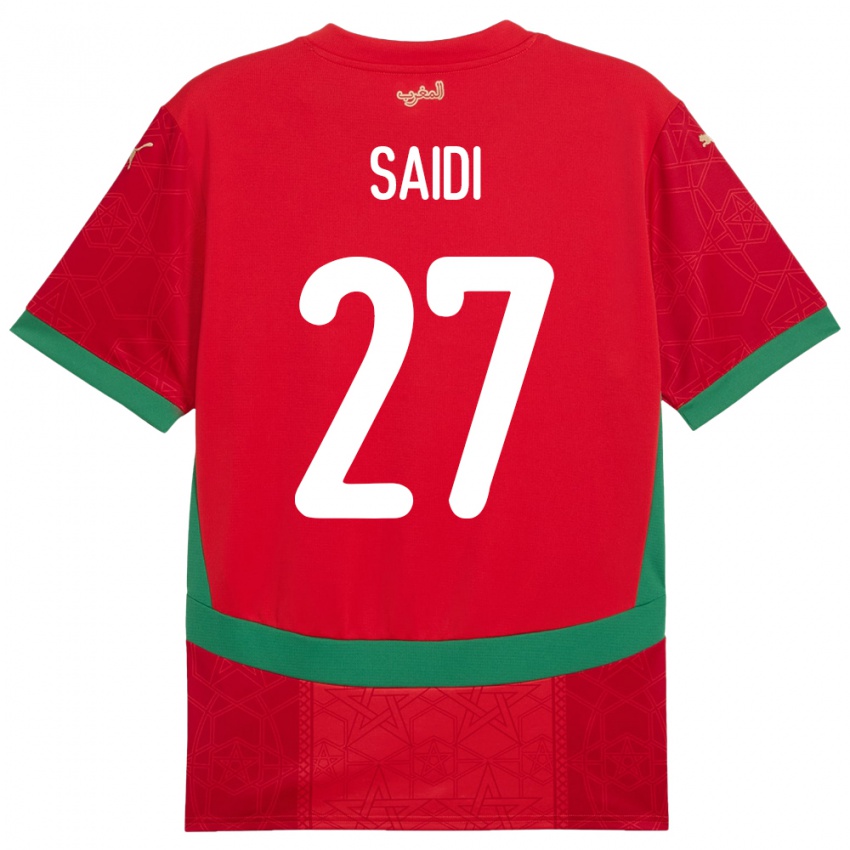 ילדים מָרוֹקוֹ Yahya Saidi #27 אָדוֹם ג'רזי ביתית 24-26 חולצה קצרה