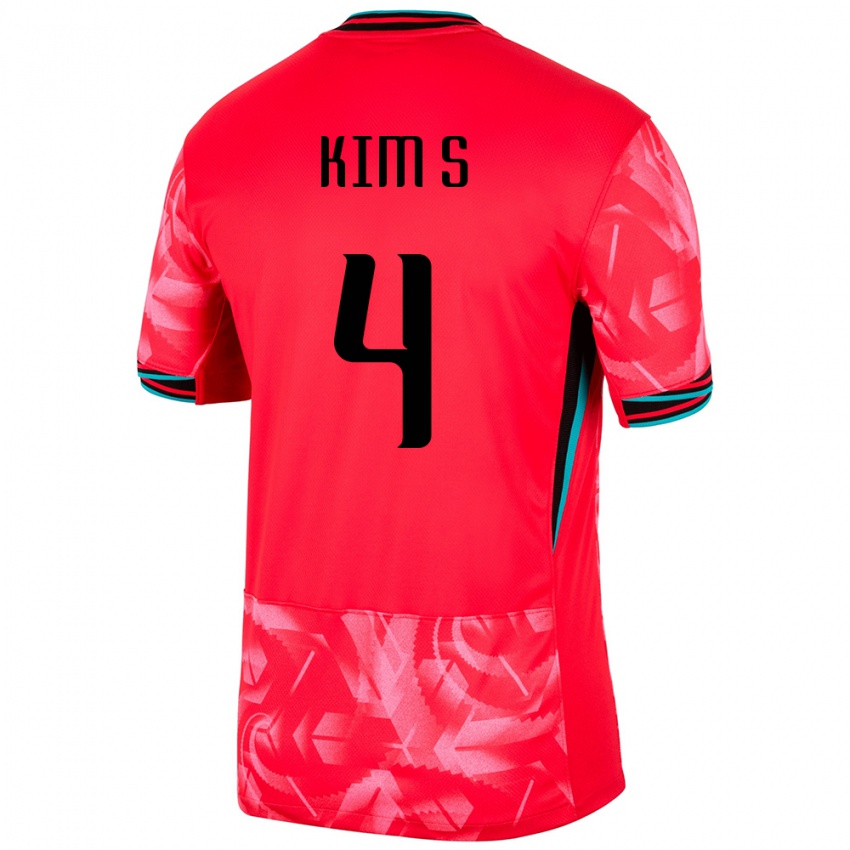 ילדים דרום קוריאה Sean Kim #4 אָדוֹם ג'רזי ביתית 24-26 חולצה קצרה