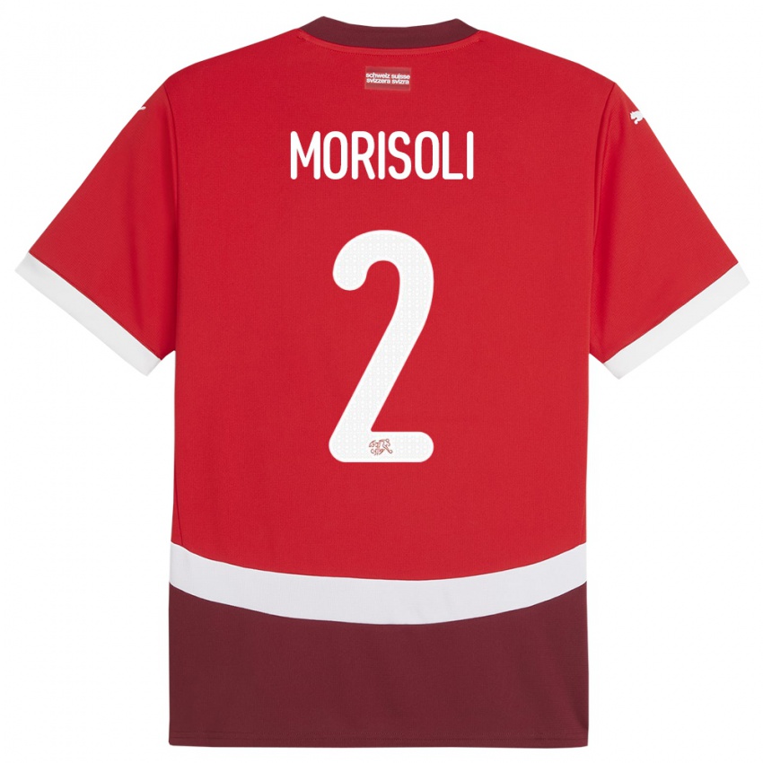ילדים שווייץ Gabriel Morisoli #2 אָדוֹם ג'רזי ביתית 24-26 חולצה קצרה