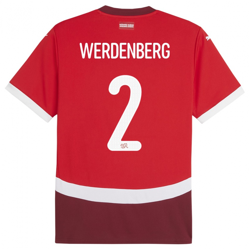 ילדים שווייץ Julien Werdenberg #2 אָדוֹם ג'רזי ביתית 24-26 חולצה קצרה