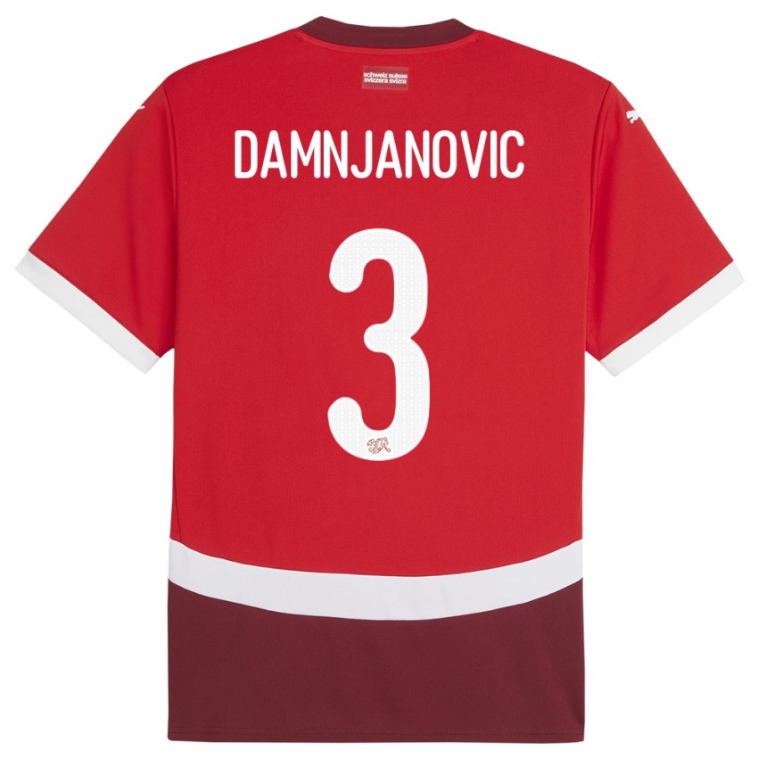 ילדים שווייץ Lazar Damnjanovic #3 אָדוֹם ג'רזי ביתית 24-26 חולצה קצרה