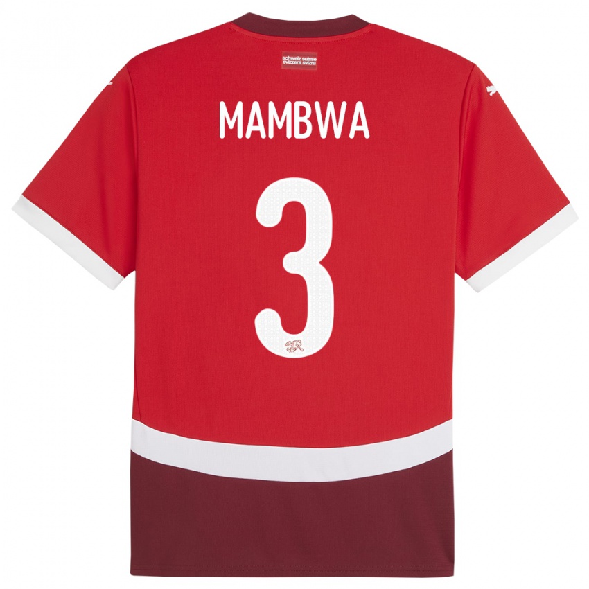 ילדים שווייץ Olivier Mambwa #3 אָדוֹם ג'רזי ביתית 24-26 חולצה קצרה