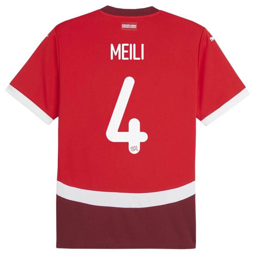 ילדים שווייץ Ezequiel Meili #4 אָדוֹם ג'רזי ביתית 24-26 חולצה קצרה