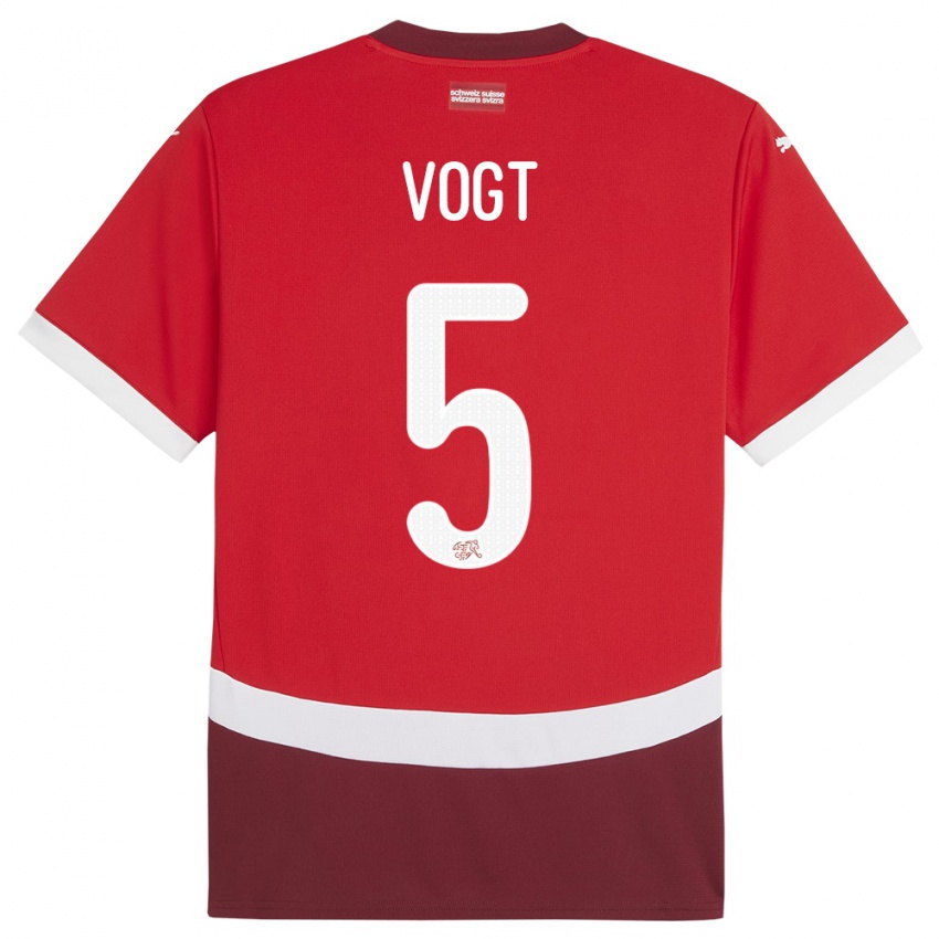 ילדים שווייץ Gian Vogt #5 אָדוֹם ג'רזי ביתית 24-26 חולצה קצרה