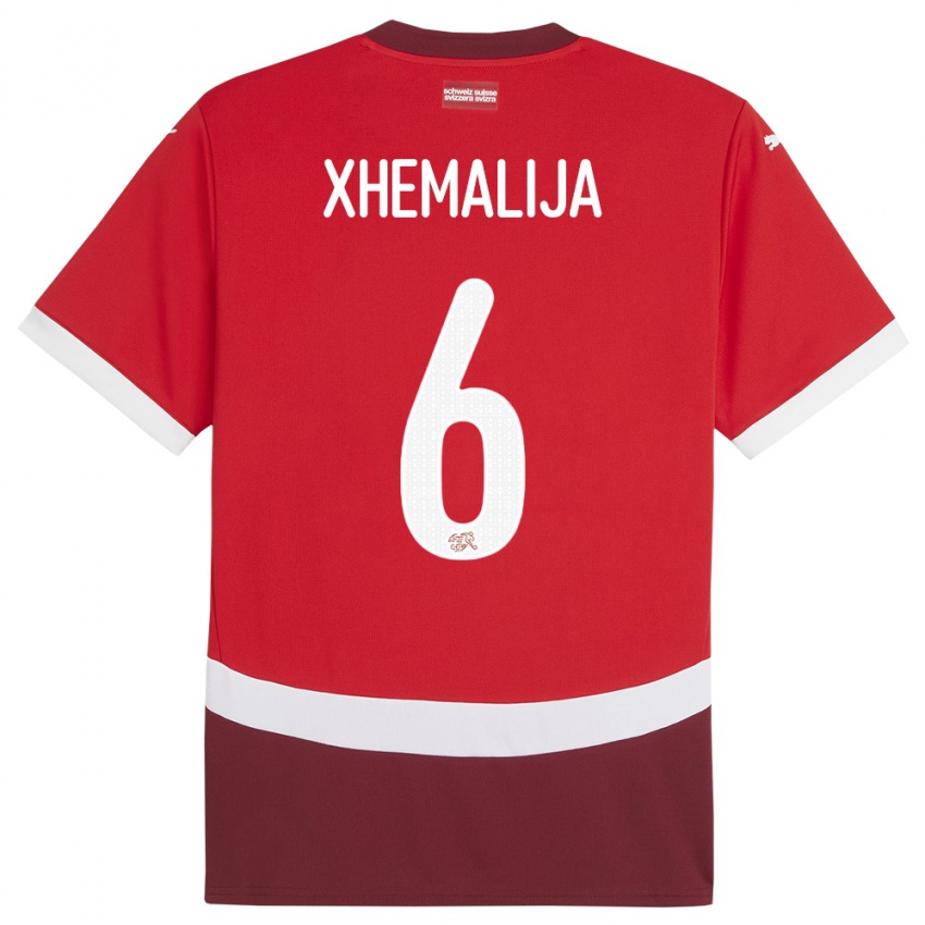 ילדים שווייץ Demir Xhemalija #6 אָדוֹם ג'רזי ביתית 24-26 חולצה קצרה