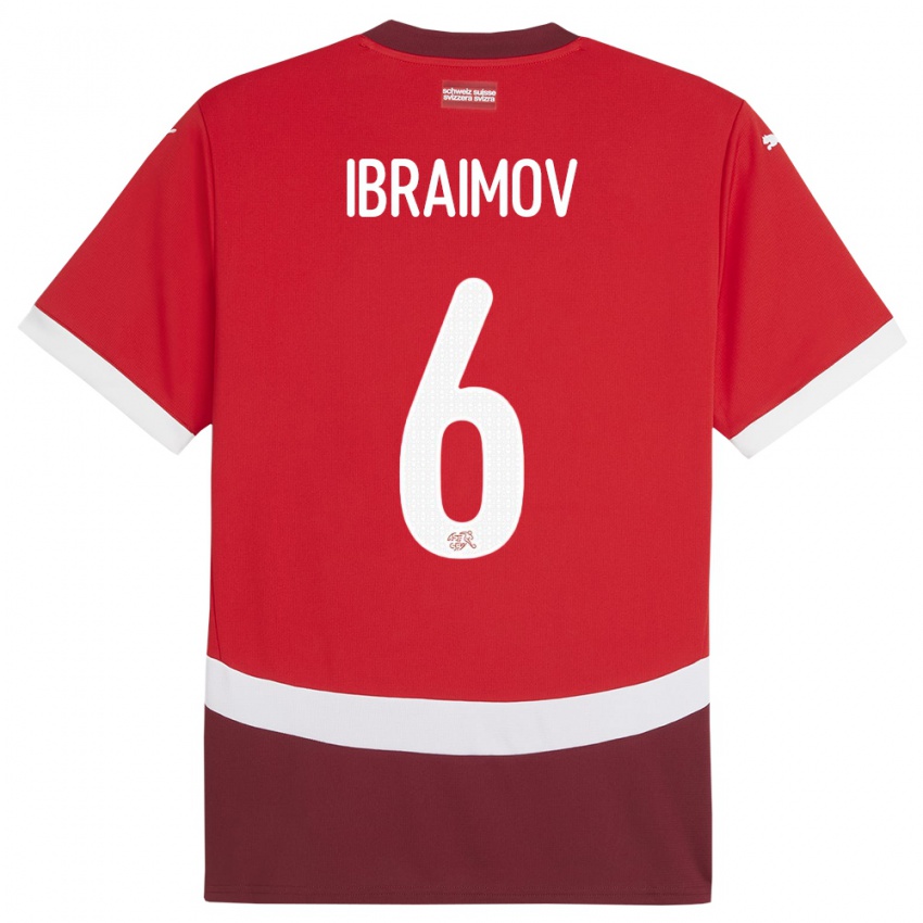 ילדים שווייץ Leonit Ibraimov #6 אָדוֹם ג'רזי ביתית 24-26 חולצה קצרה