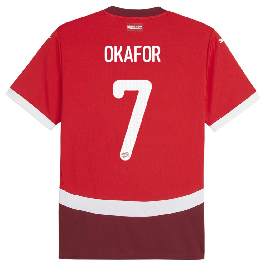 ילדים שווייץ Tobias Okafor #7 אָדוֹם ג'רזי ביתית 24-26 חולצה קצרה