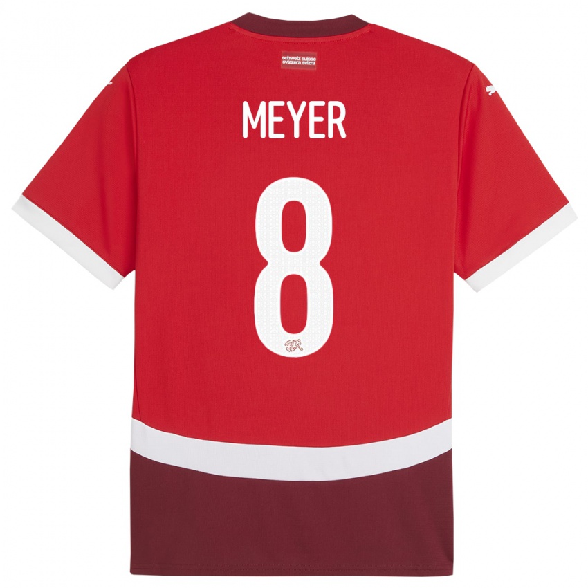 ילדים שווייץ Tim Meyer #8 אָדוֹם ג'רזי ביתית 24-26 חולצה קצרה