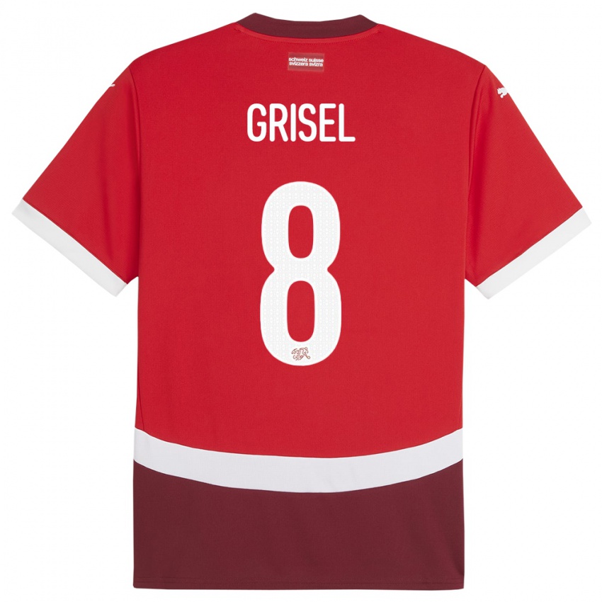 ילדים שווייץ Arno Grisel #8 אָדוֹם ג'רזי ביתית 24-26 חולצה קצרה