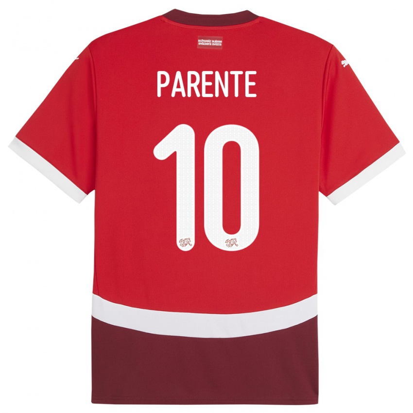 ילדים שווייץ Jason Parente #10 אָדוֹם ג'רזי ביתית 24-26 חולצה קצרה