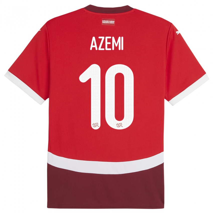 ילדים שווייץ Altin Azemi #10 אָדוֹם ג'רזי ביתית 24-26 חולצה קצרה