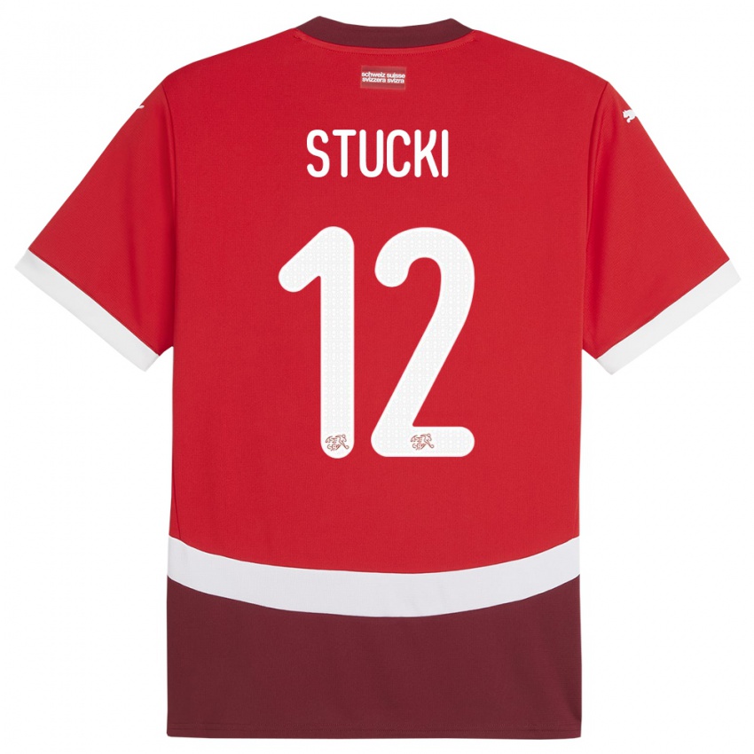 ילדים שווייץ Jayden Stucki #12 אָדוֹם ג'רזי ביתית 24-26 חולצה קצרה
