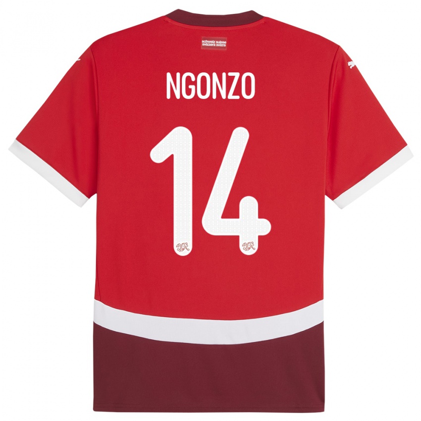 ילדים שווייץ Dircssi Ngonzo #14 אָדוֹם ג'רזי ביתית 24-26 חולצה קצרה