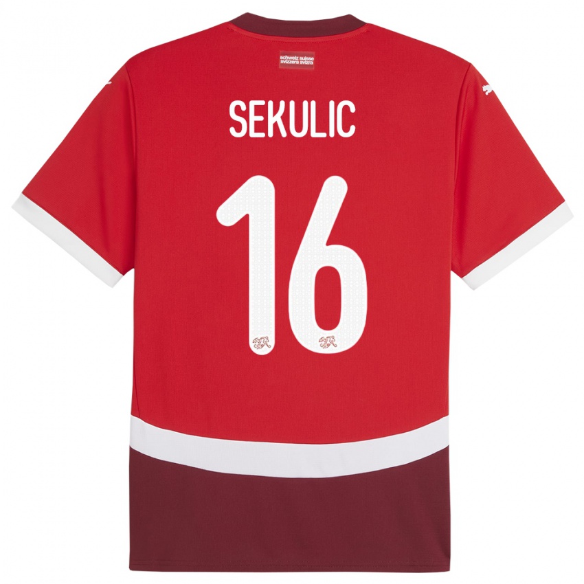 ילדים שווייץ Aleksandar Sekulic #16 אָדוֹם ג'רזי ביתית 24-26 חולצה קצרה