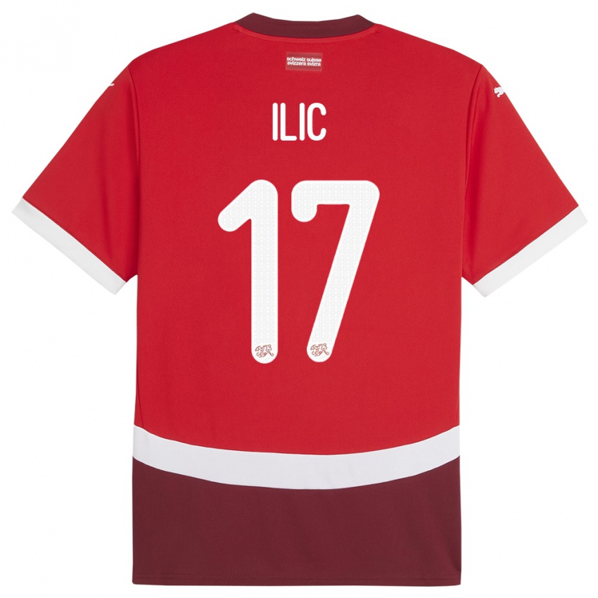 ילדים שווייץ Adam Ilic #17 אָדוֹם ג'רזי ביתית 24-26 חולצה קצרה