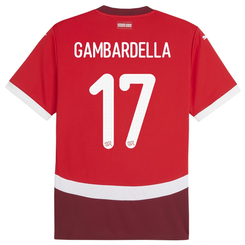 ילדים שווייץ Matteo Gambardella #17 אָדוֹם ג'רזי ביתית 24-26 חולצה קצרה
