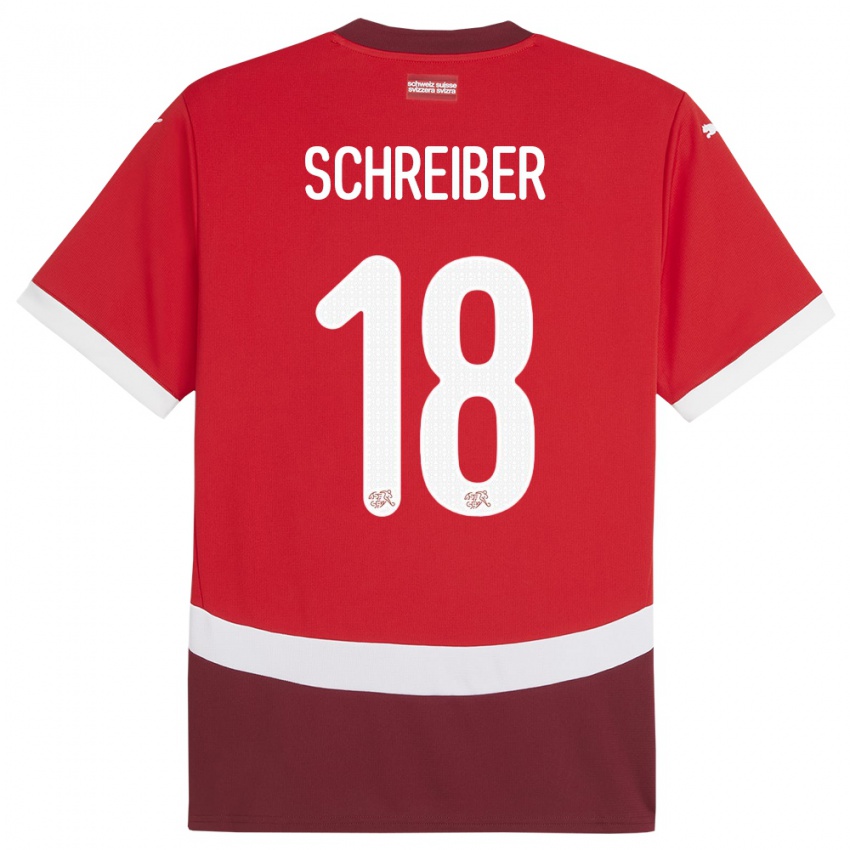 ילדים שווייץ Loris Schreiber #18 אָדוֹם ג'רזי ביתית 24-26 חולצה קצרה