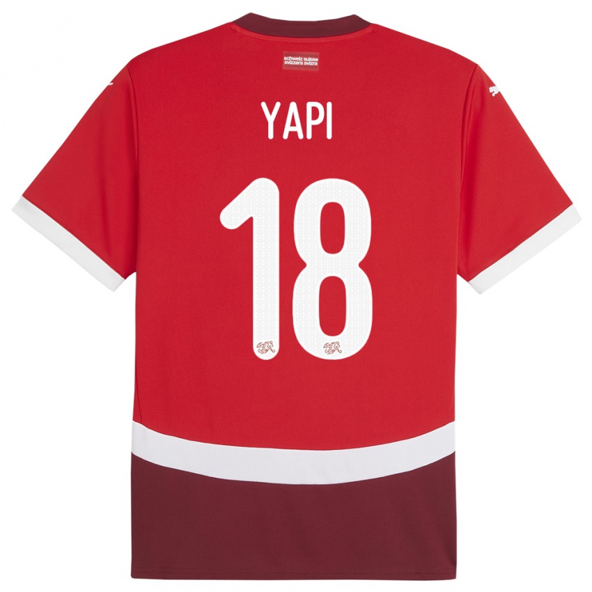 ילדים שווייץ Josue Yapi #18 אָדוֹם ג'רזי ביתית 24-26 חולצה קצרה