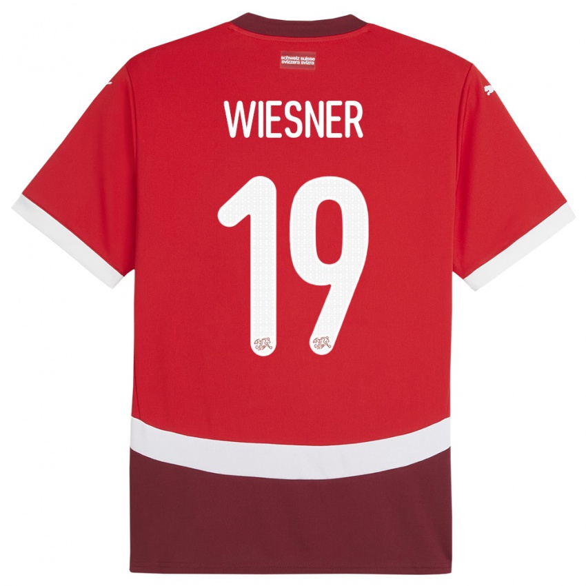 ילדים שווייץ Timo Wiesner #19 אָדוֹם ג'רזי ביתית 24-26 חולצה קצרה