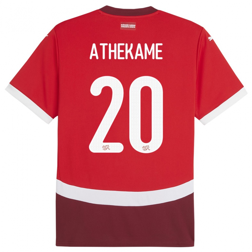 ילדים שווייץ Zachary Athekame #20 אָדוֹם ג'רזי ביתית 24-26 חולצה קצרה