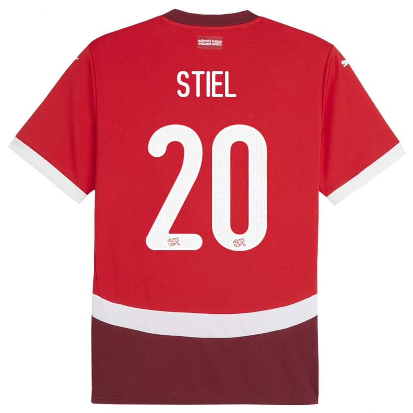 ילדים שווייץ Jill Stiel #20 אָדוֹם ג'רזי ביתית 24-26 חולצה קצרה