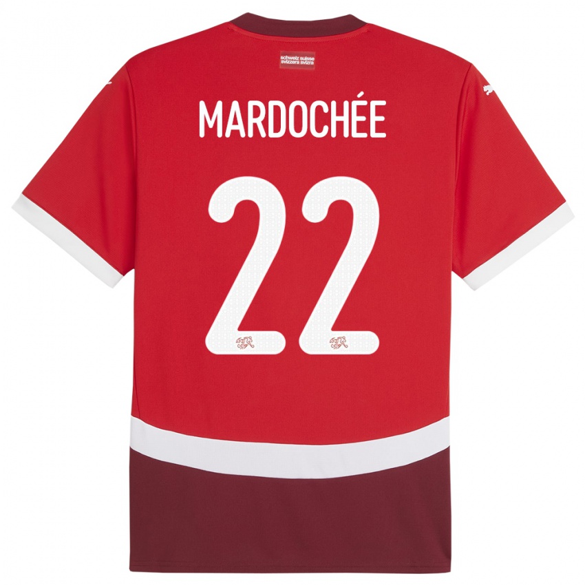 ילדים שווייץ Miguel Mardochée #22 אָדוֹם ג'רזי ביתית 24-26 חולצה קצרה