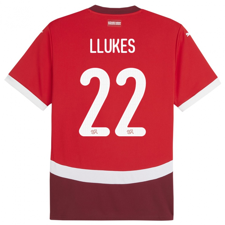 ילדים שווייץ Adrien Llukes #22 אָדוֹם ג'רזי ביתית 24-26 חולצה קצרה