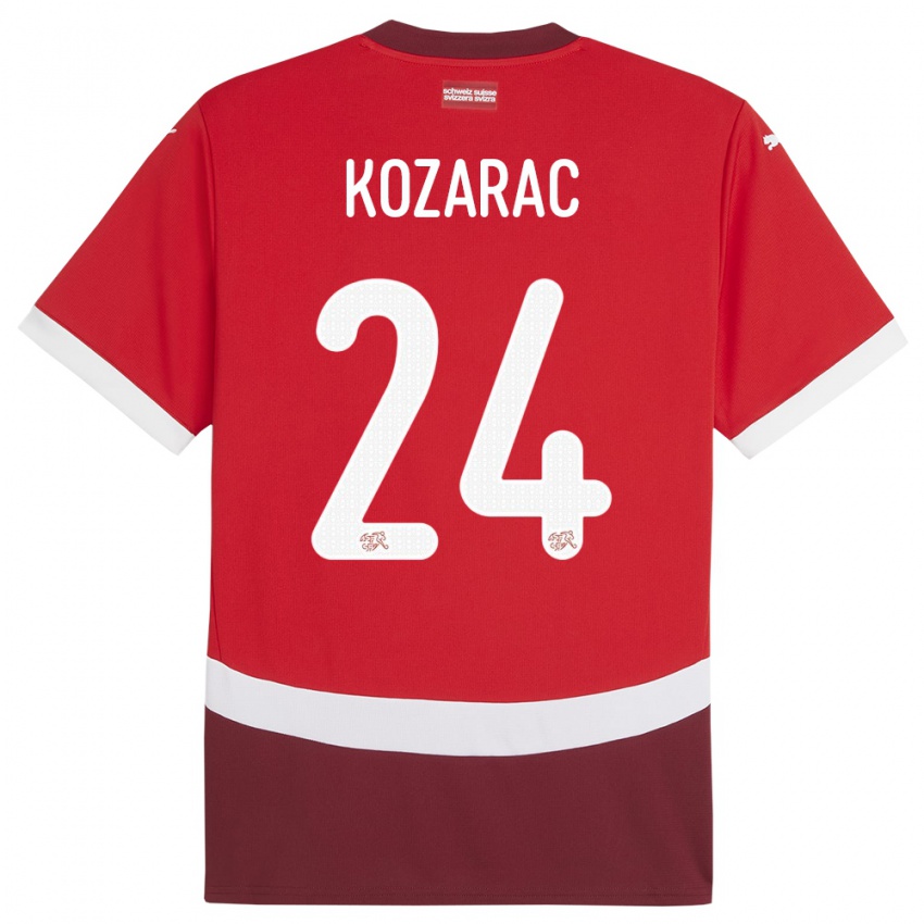 ילדים שווייץ Haris Kozarac #24 אָדוֹם ג'רזי ביתית 24-26 חולצה קצרה