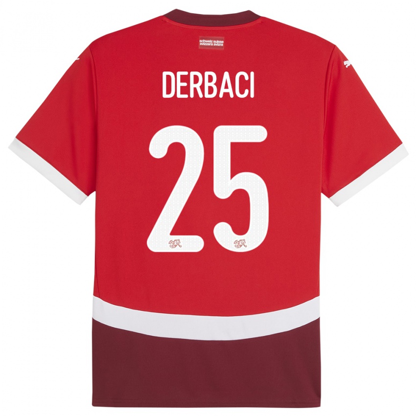 ילדים שווייץ Dorian Derbaci #25 אָדוֹם ג'רזי ביתית 24-26 חולצה קצרה